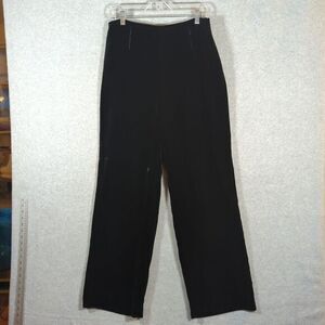 RENA ROWAN Vintage Black Velvet Wide Leg Pants Women's 12 Rayon Silk‎ Lined Y2K